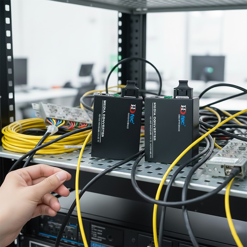 Bộ chuyển đổi Ethernet HDtec 2 sợi quang và 1 cổng RJ45 100Mbps_1G Bộ chuyển đổi Ethernet HDtec 2 sợi quang và 1 cổng RJ45 100Mbps_1G