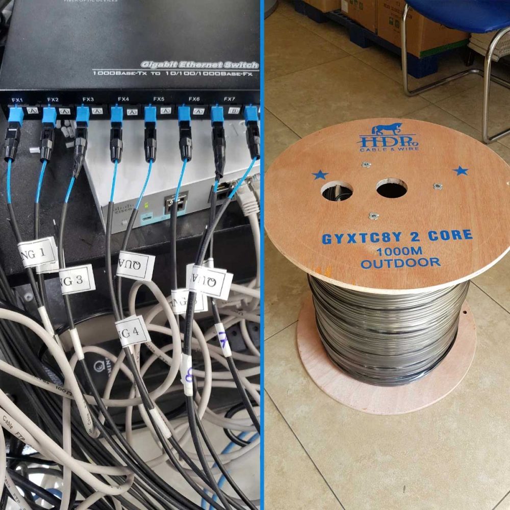 Cáp quang ống lỏng HDPRO 2FO, 4FO (dây tròn) ngoài trời có dây căng