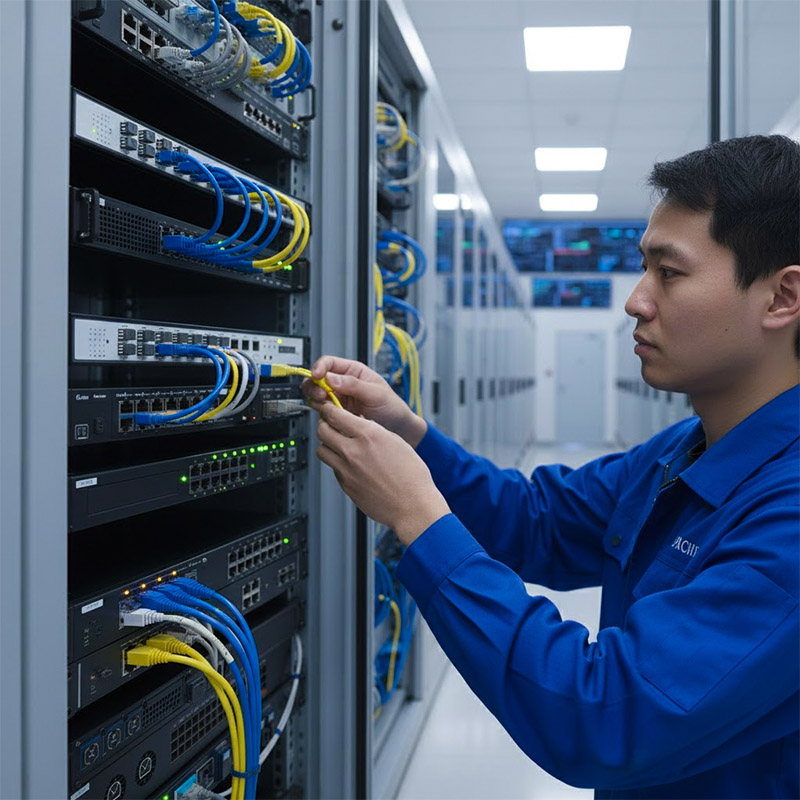 Converter 16 cổng SFP + 2 cổng RJ45 1G HDtec được lắp trong tủ rack đặt tại phòng server.. Converter 16 cổng SFP + 2 cổng RJ45 1G HDtec được lắp trong tủ rack đặt tại phòng server..