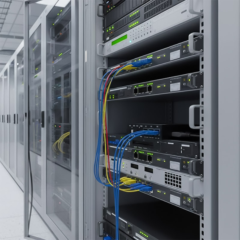 Converter 2 cổng quang + 3 cổng RJ45 100M HDtec được lắp đặt trong phòng server Converter 2 cổng quang + 3 cổng RJ45 100M HDtec được lắp đặt trong phòng server