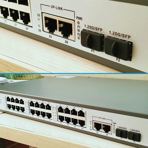 Fiber Network Switch 26 cổng RJ45 1G +2 Slot SFP 1 (2)