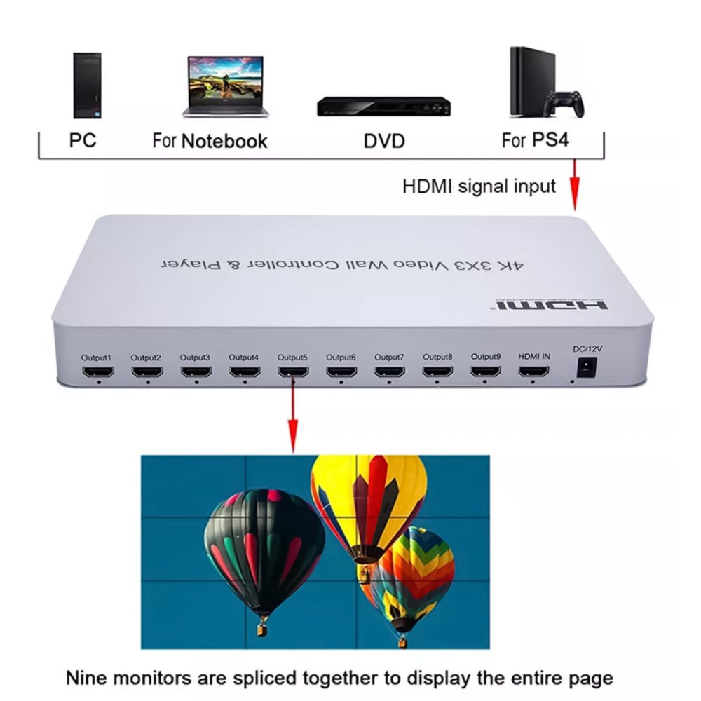 Ghép Màn Hình HDTEC 4K 3x3 Video wall controller (1)