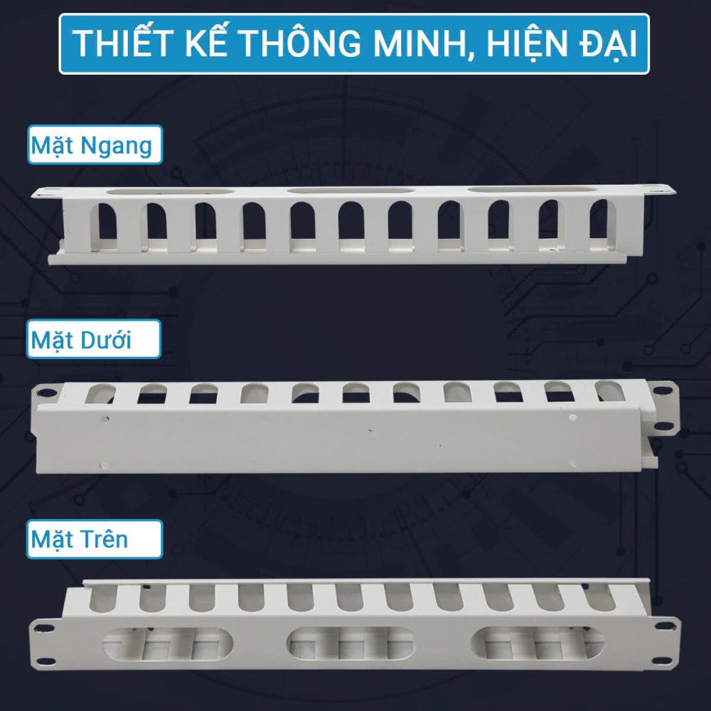 Các thông số kích thước của thanh quản lý cáp 1U chuẩn 19inch
