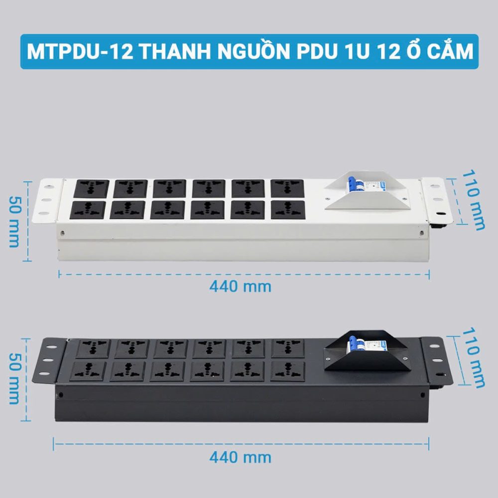 Kích thước của thanh nguồn PDU Maxtel 12 ổ