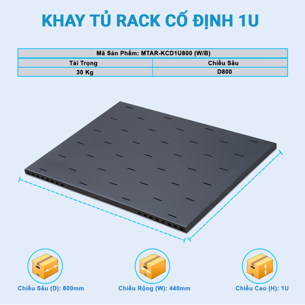 Chi tiết kích thước khay cố định 1UD800 Maxtel