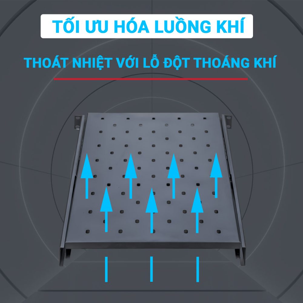 Khay trượt 1UD600 tủ rak Maxtel có lỗ đột tản nhiệt
