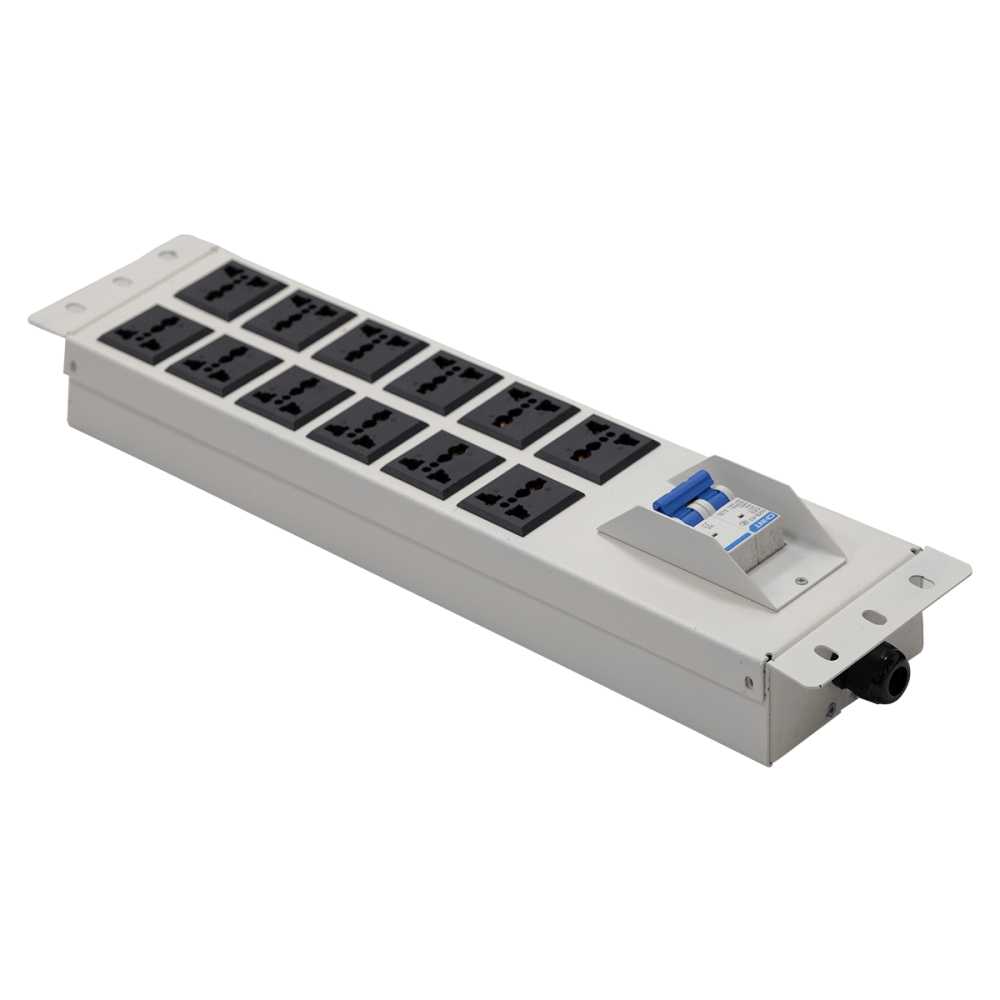 Thanh nguồn PDU màu trắng 12 ổ có át Maxtel