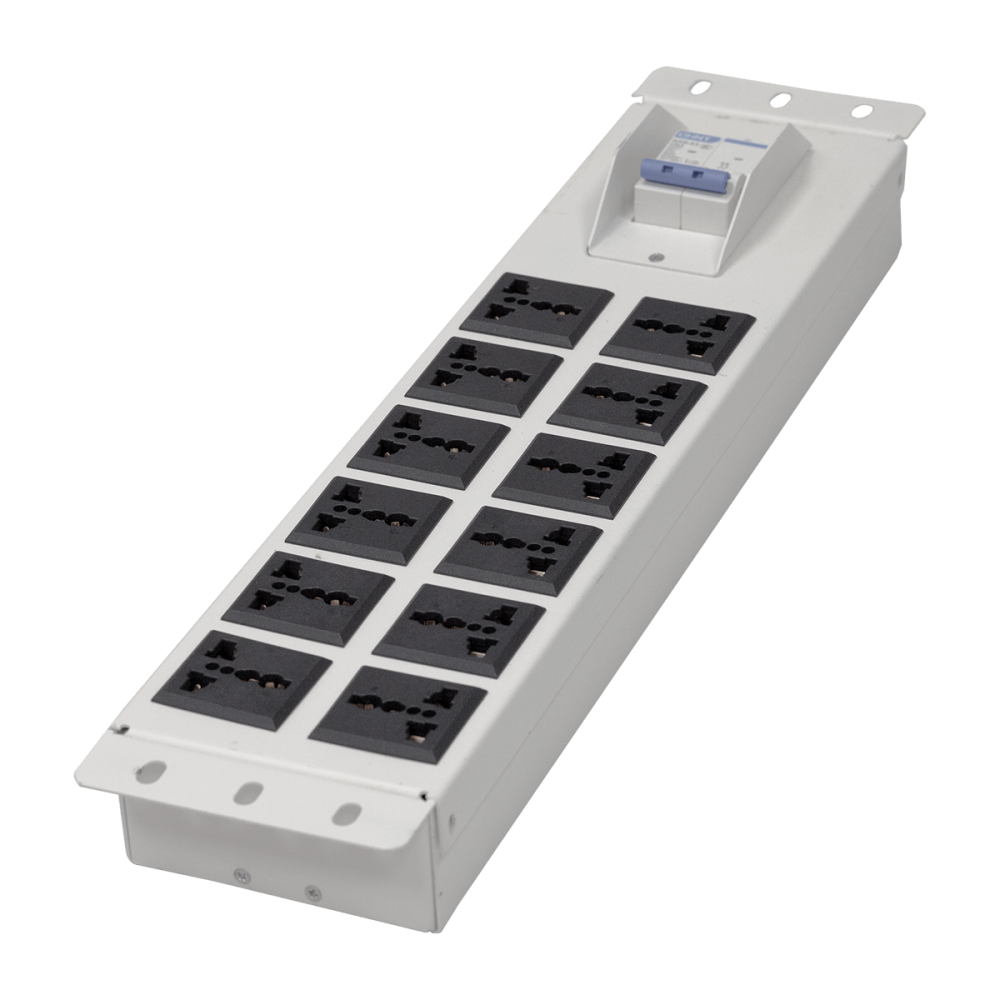 Ảnh chụp chi tiết thanh nguồn 12 ổ đa năng màu trắng Maxtel