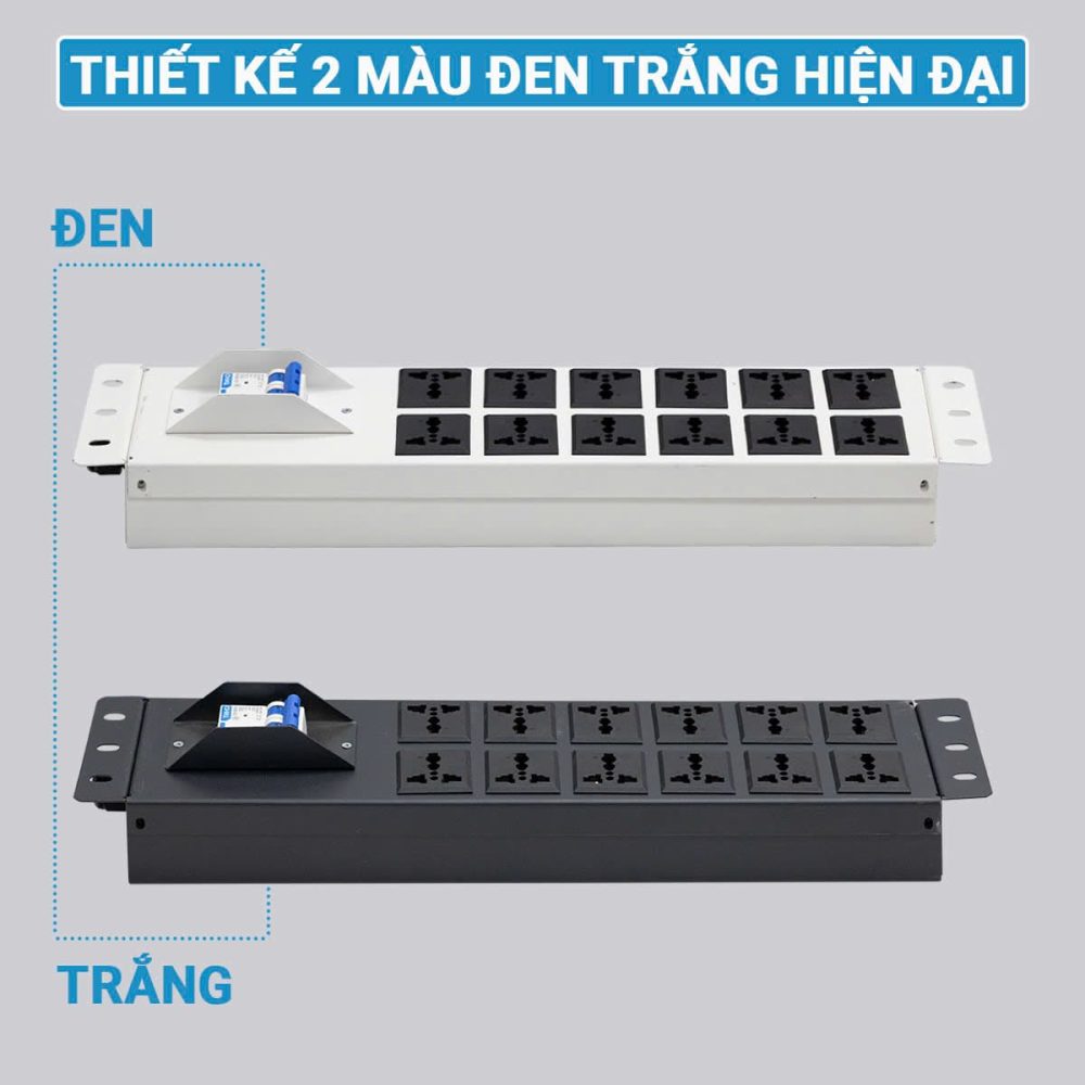Thanh nguồn PDU 12 ổ MAxtel đa dạng màu sắc trắng đen