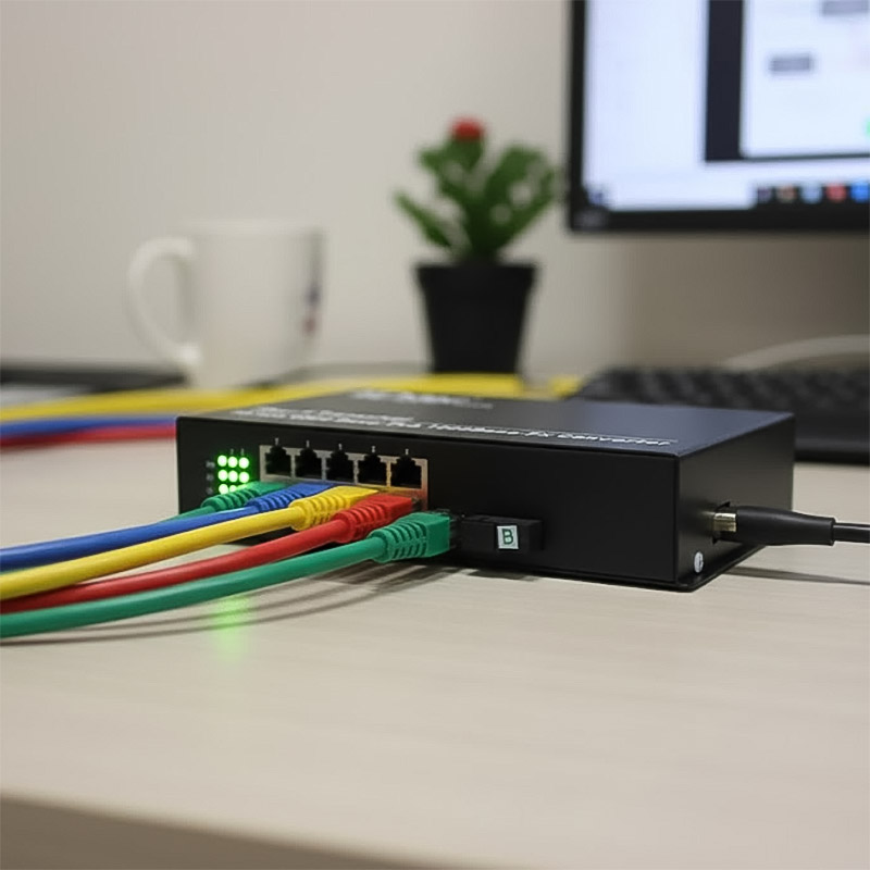 Ứng dụng thực tế của Converter Switch PoE 8 cổng 100M HDtec