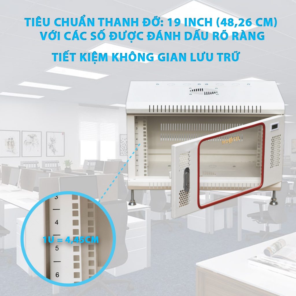 Thanh quản lý cáp chuẩn 19inch của tủ rack 6U Maxtel