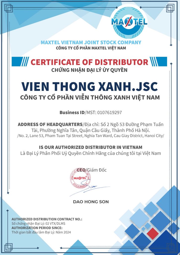 Chứng nhận phân phối tủ rack Maxtel 2025V