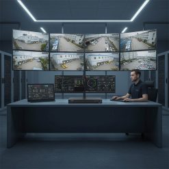 đầu ghi iDS-7216HQHI-K24S đặt trong khung cảnh phòng điều khiển