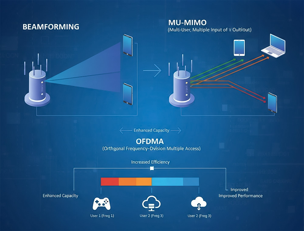 Beamforming, MU-MIMO, OFDMA là gì