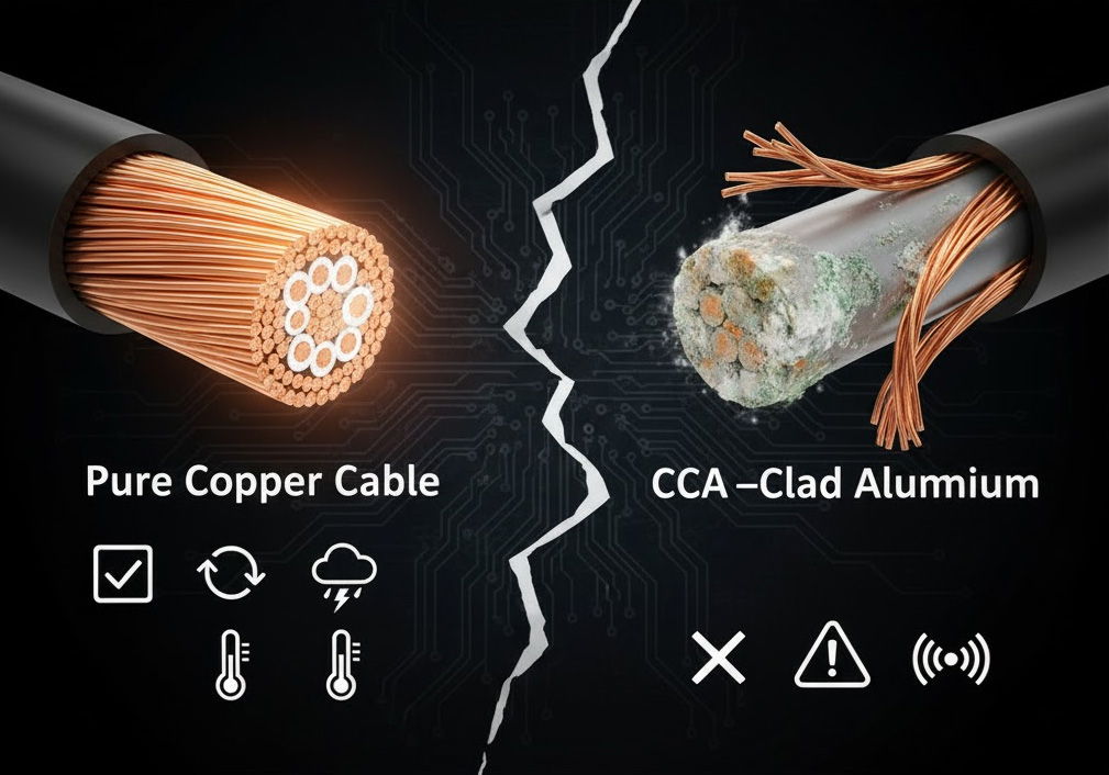 Đối với cáp CCA dễ bị oxi hóa