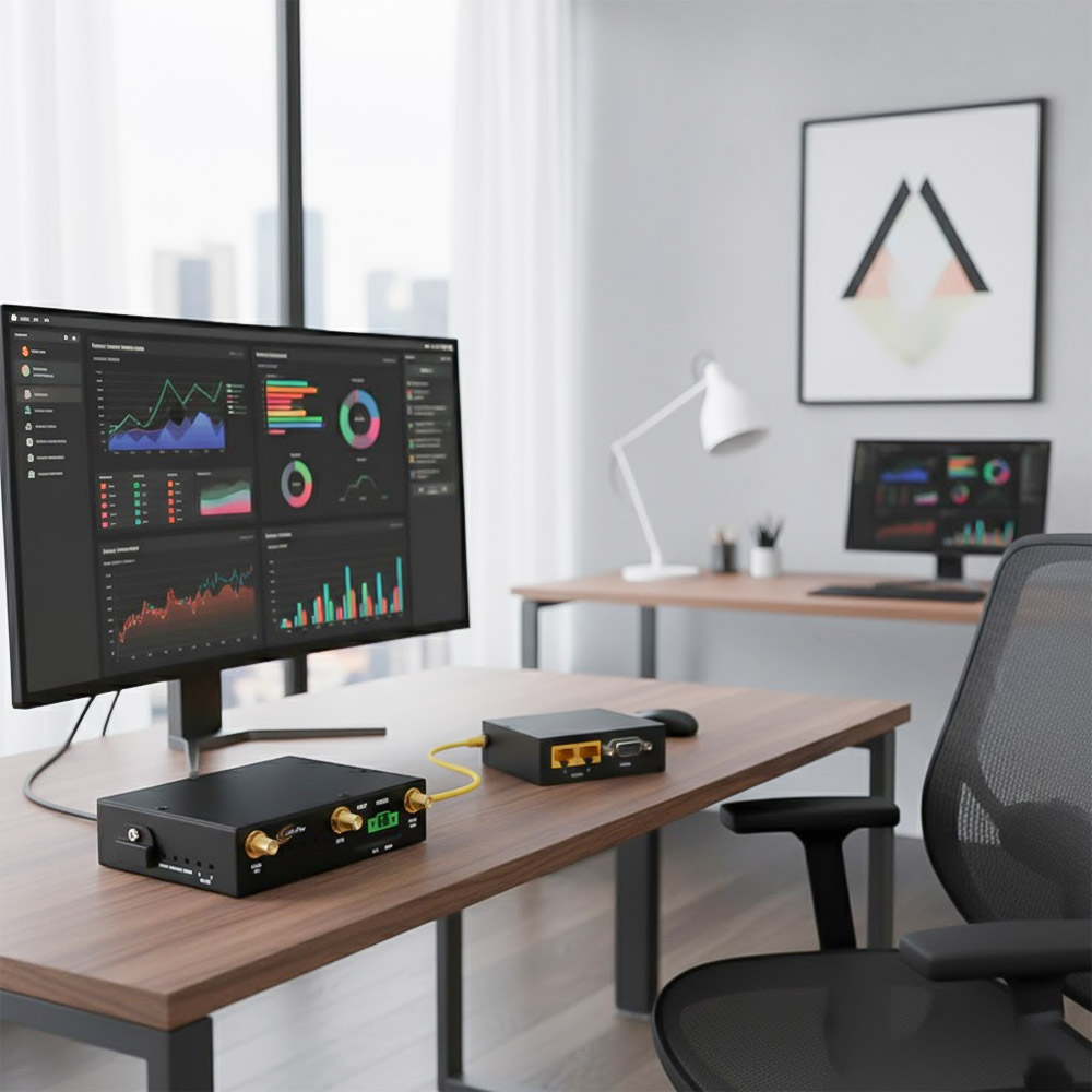 Ảnh thực tế bộ định tuyến AirPro AP-LT100 công nghiệp 4G LTE với 1WAN_1LAN Gigabit...