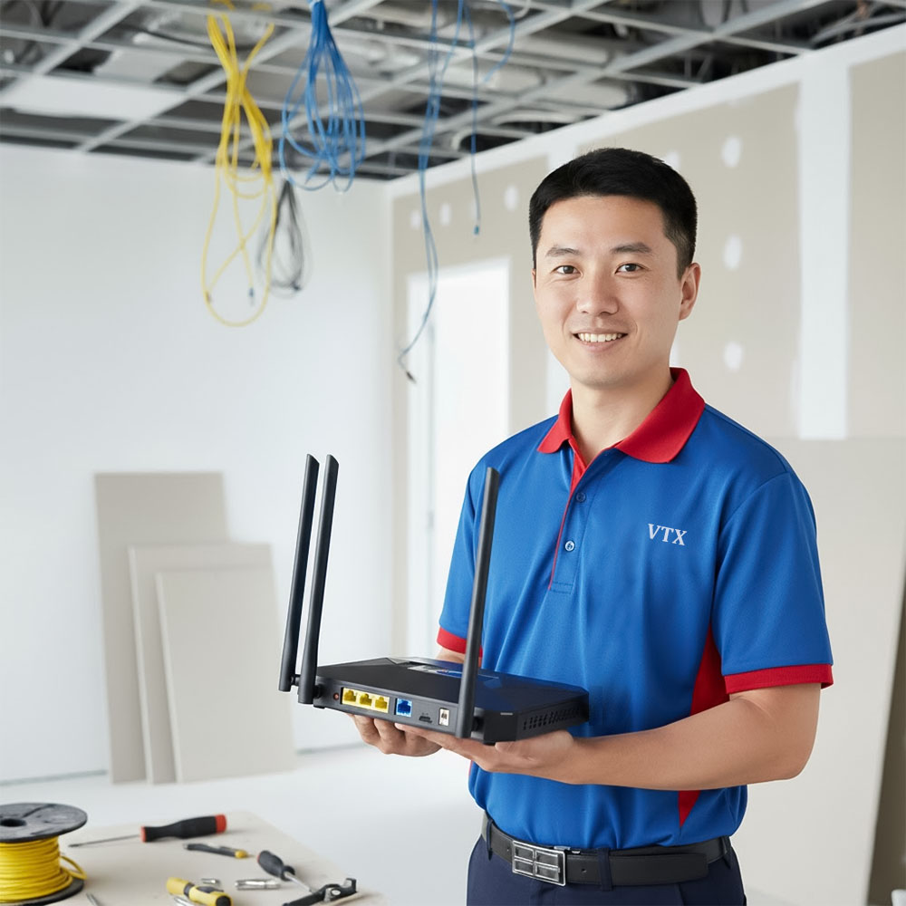 Bộ chuyển mạch AirPro AP-DSG7510-48S6Q-HI 4G LTE đang được thi công trong hệ thống mạng văn phòng Bộ chuyển mạch AirPro AP-DSG7510-48S6Q-HI 4G LTE đang được thi công trong hệ thống mạng văn phòng