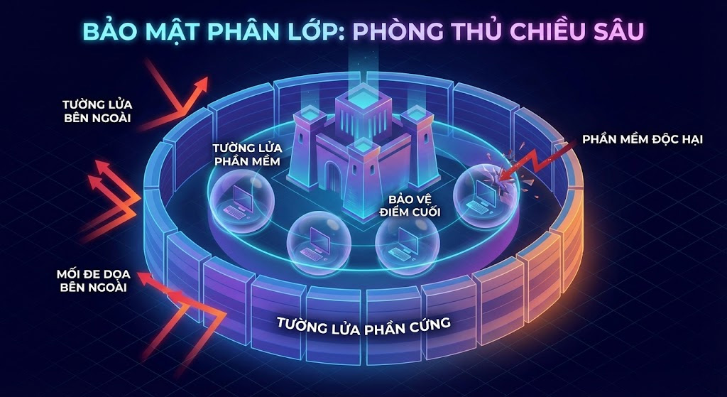 Firewall cứng và Firewall mềm bổ trợ nhau