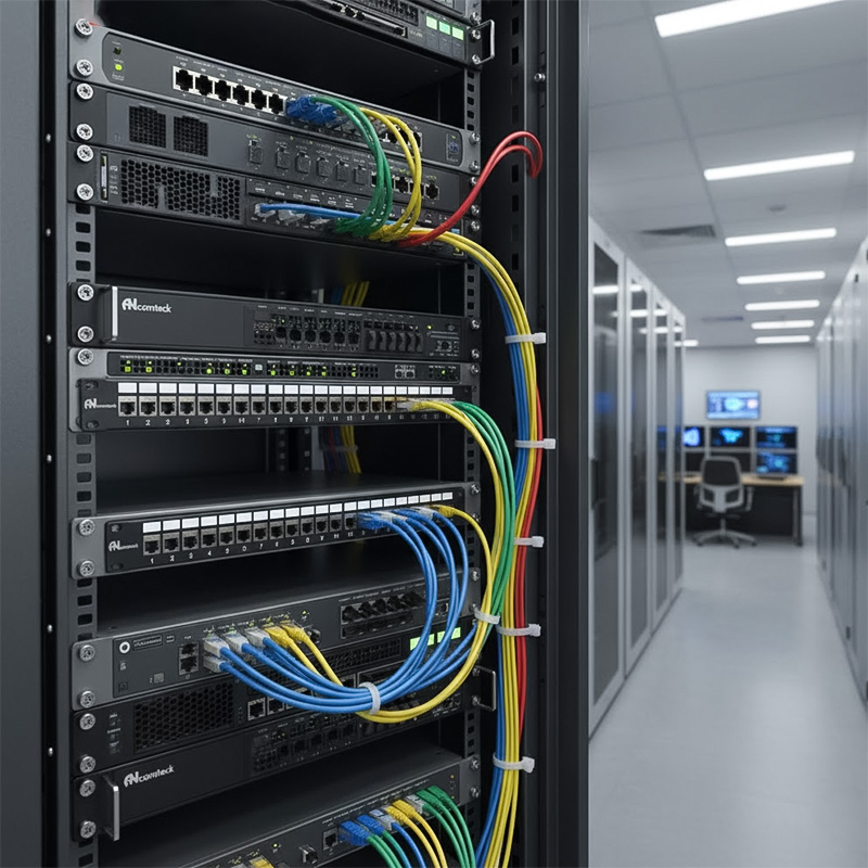 Ứng dụng thực tế Patch panel Cat6 STP ANCOMTECK 16 cổng ACT-16S1U