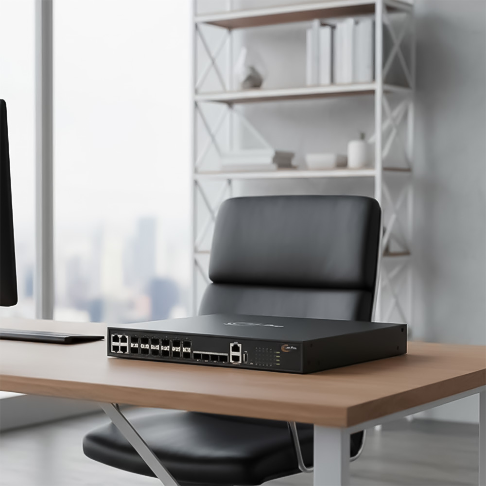 ảnh chụp mặt trước bộ chuyển mạch AirPro AP6500E-16X-4XG-R