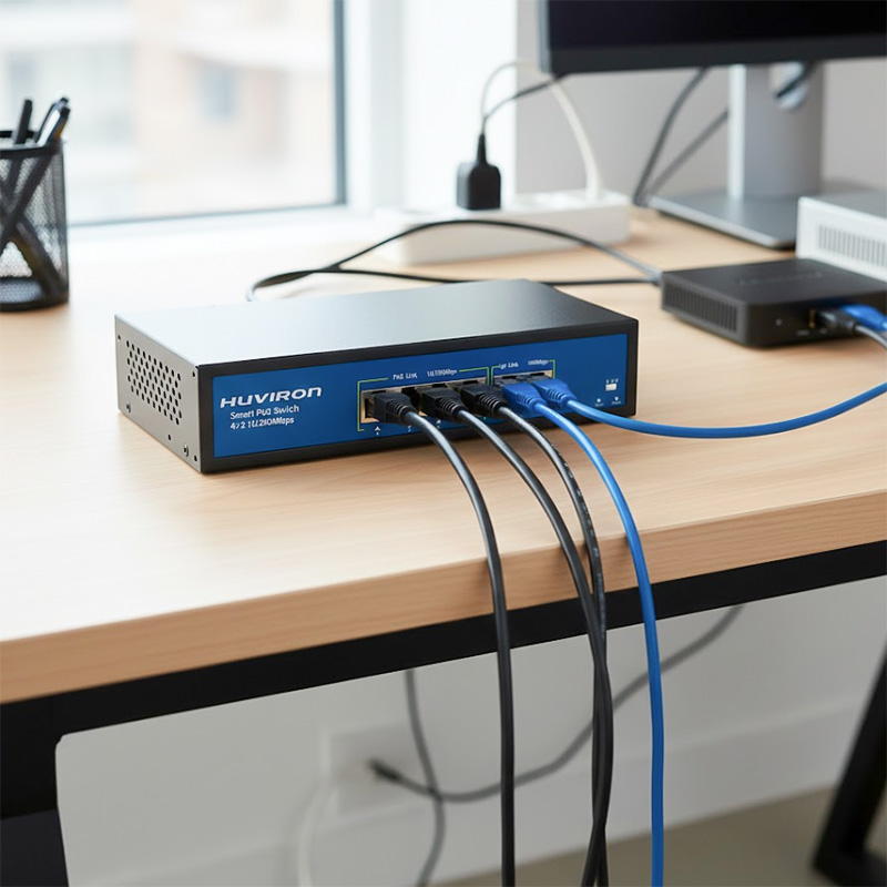 Ảnh lắp đặt thực tế Switch POE HUVIRON F-SP3-4F2F-BL 4x10_100M (POE) RJ45 Ảnh lắp đặt thực tế Switch POE HUVIRON F-SP3-4F2F-BL 4x10_100M (POE) RJ45