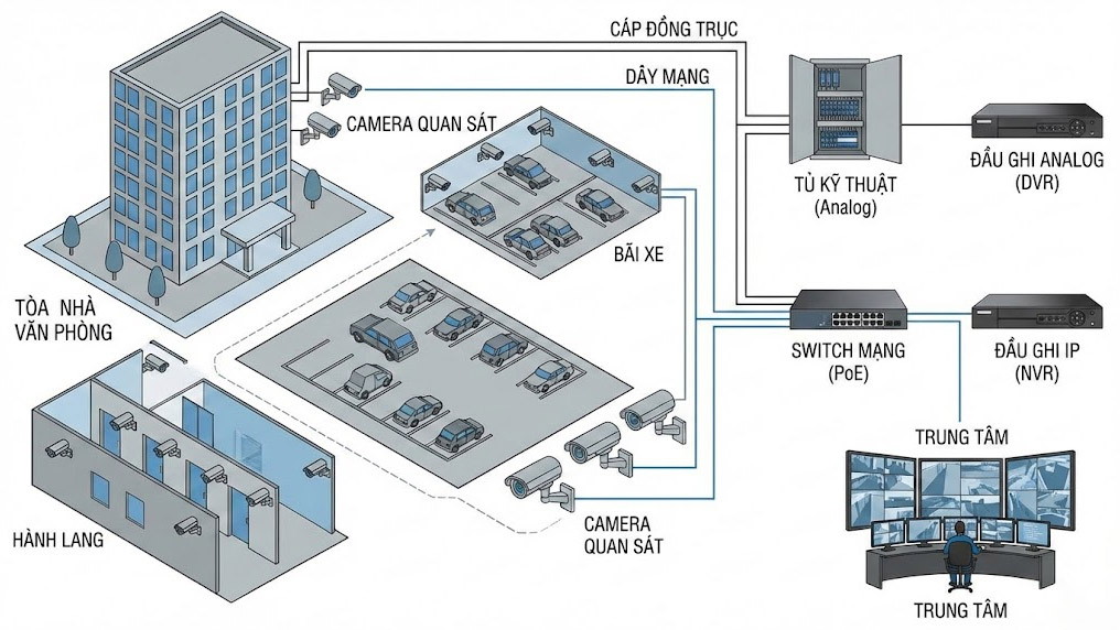 Ảnh minh họa tổng quan hệ thống CCTV
