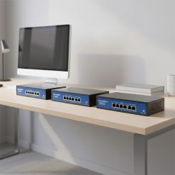 Ảnh thực tế Switch POE HUVIRON F-SP3-4F2F-BL 4x10_100M (POE) RJ45