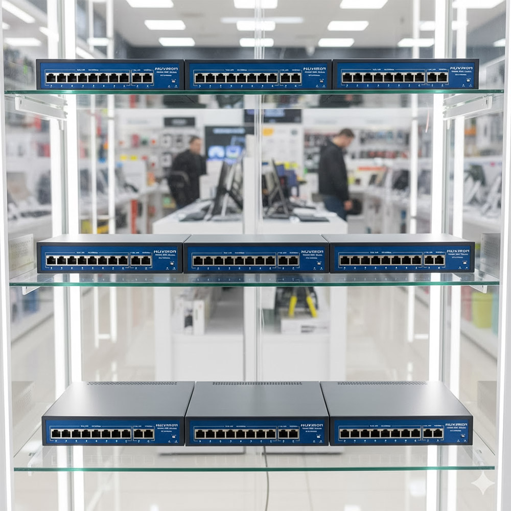 Ảnh thực tế Switch POE HUVIRON F-SP3-8F2G-BL