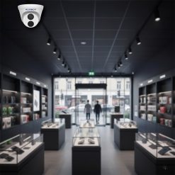 Camera DOME hồng ngoại HUVIRON HU-ND225_I3 2MP được lắp đặt tại cửa hàng