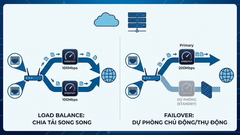 Cấu hình sai chế độ Đang chạy Failover thay vì Load Balance