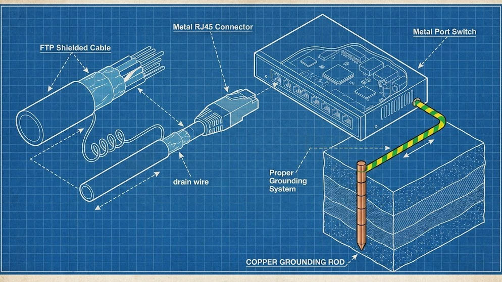 Hệ thống đấu nối đầu hạt mạng RJ45 chống nhiễu
