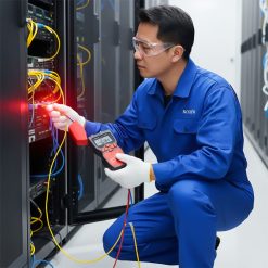 Kỹ thuật viên đang sử dụng Máy đo công suất quang và soi lỗi sợi quang NOYAFA NF-907C