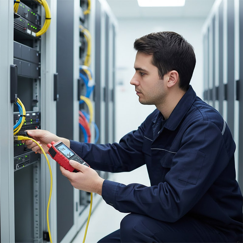 Kỹ thuật viên sử dụng thiết bị NOYAFA NF-908S để test mạng...