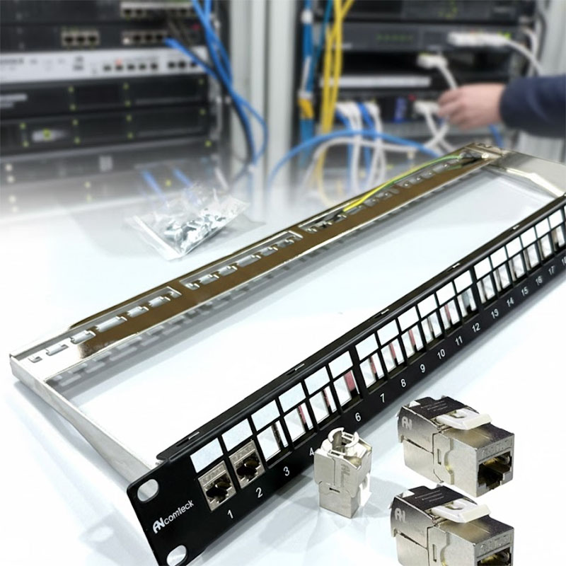 Patch panel Cat7 FTP ANCOMTECK 24 cổng ACT-24S1U Patch panel Cat7 FTP ANCOMTECK 24 cổng ACT-24S1U