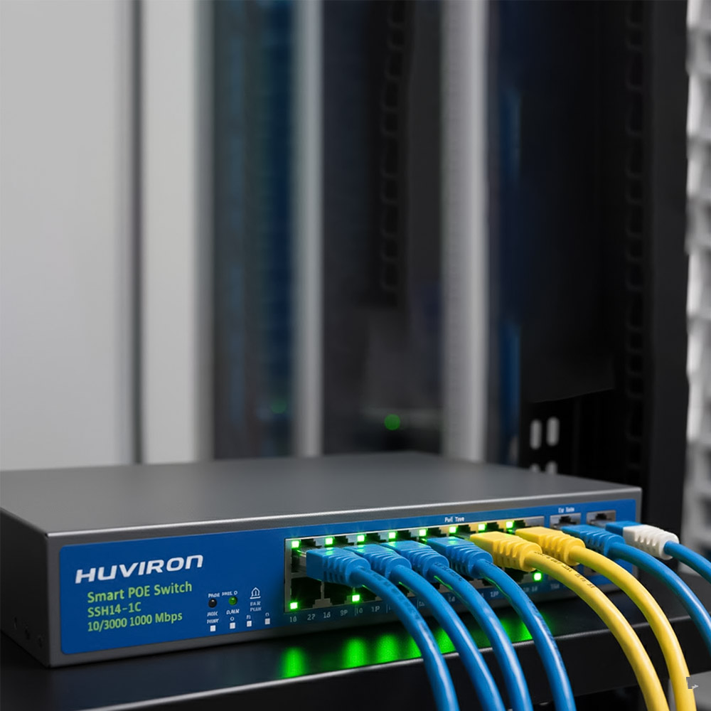 Switch POE HUVIRON F-SP3-16F2G1S đã được kết nối