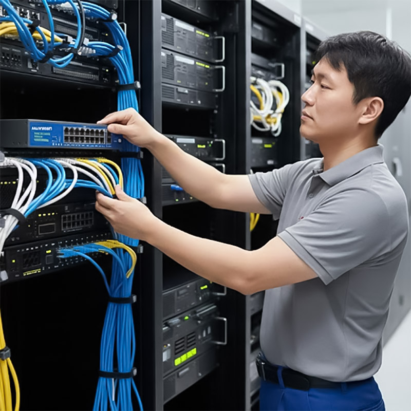 Switch POE HUVIRON F-SP3-16F2G1S được lắp đặt trong tủ mạng