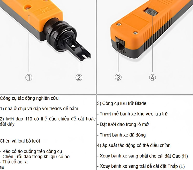 Tool nhấn mạng AMP 346859-1 có thể điều chỉnh lực nhấn linh hoạt