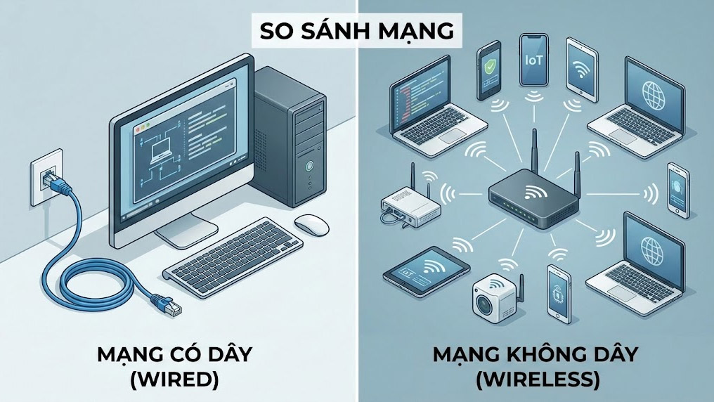 so sánh mạng có dây và không dây