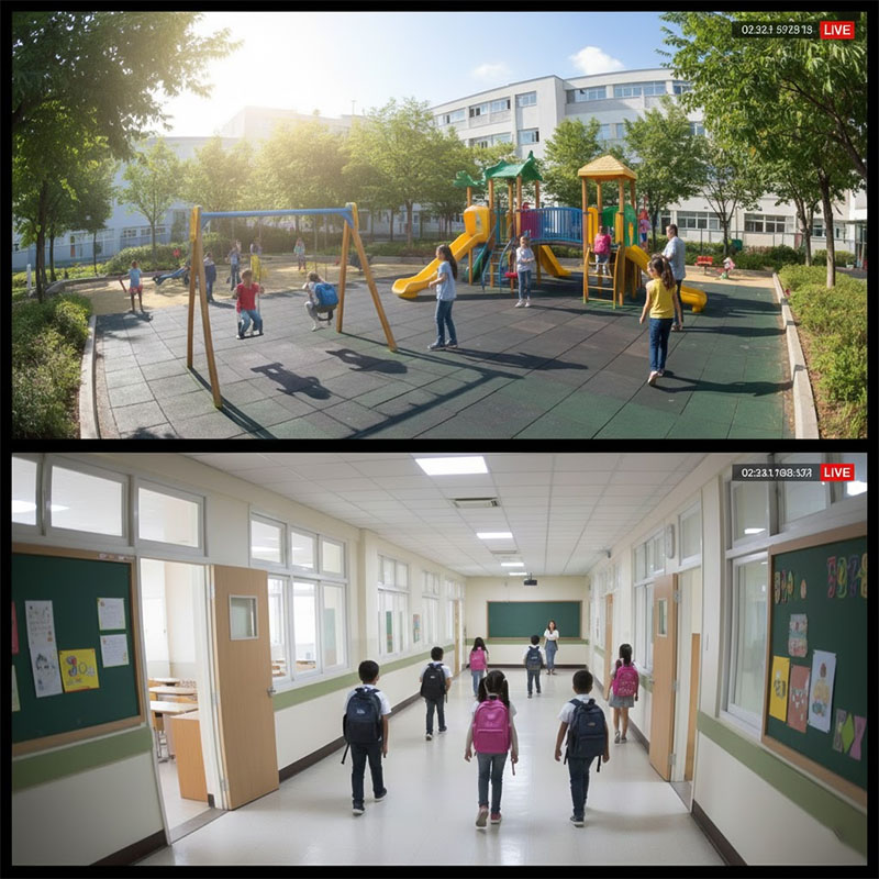 Camera hồng ngoại HUVIRON HU-NZ8325_I20E 8MP được lắp đặt tại trường học Camera hồng ngoại HUVIRON HU-NZ8325_I20E 8MP được lắp đặt tại trường học