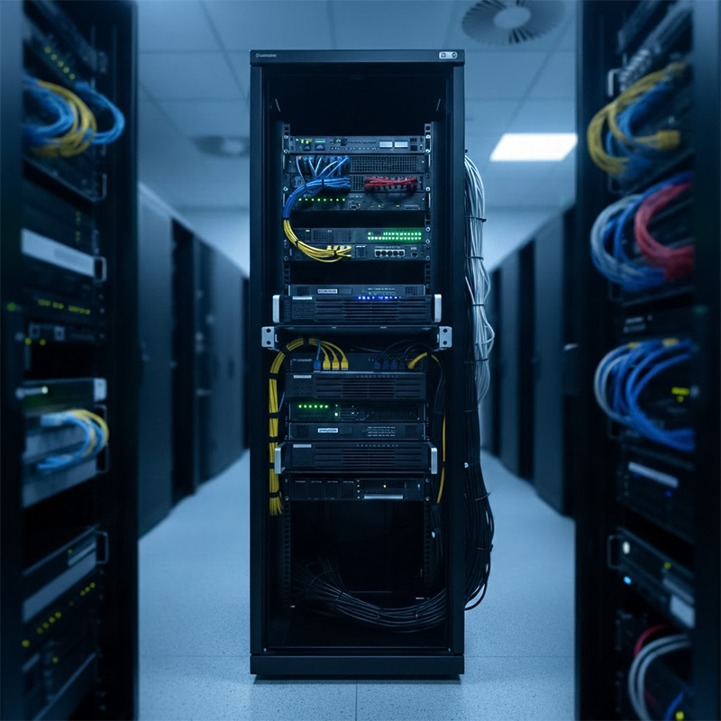 Đầu ghi hình Huviron HU-RNR16264M được lắp đặt trong tủ rack Đầu ghi hình Huviron HU-RNR16264M được lắp đặt trong tủ rack