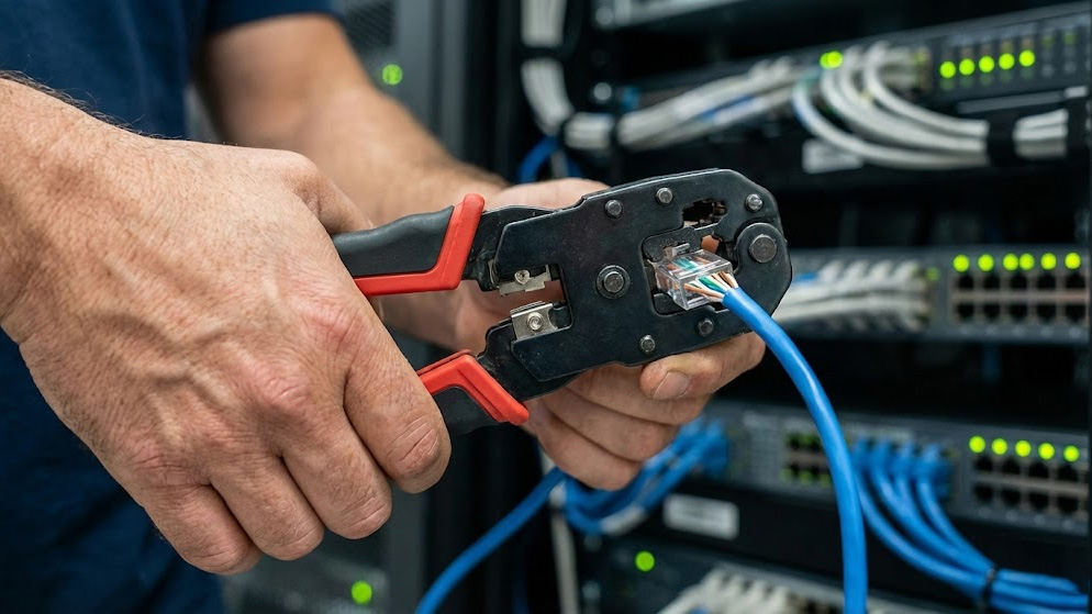 thao tác bấm hạt mạng