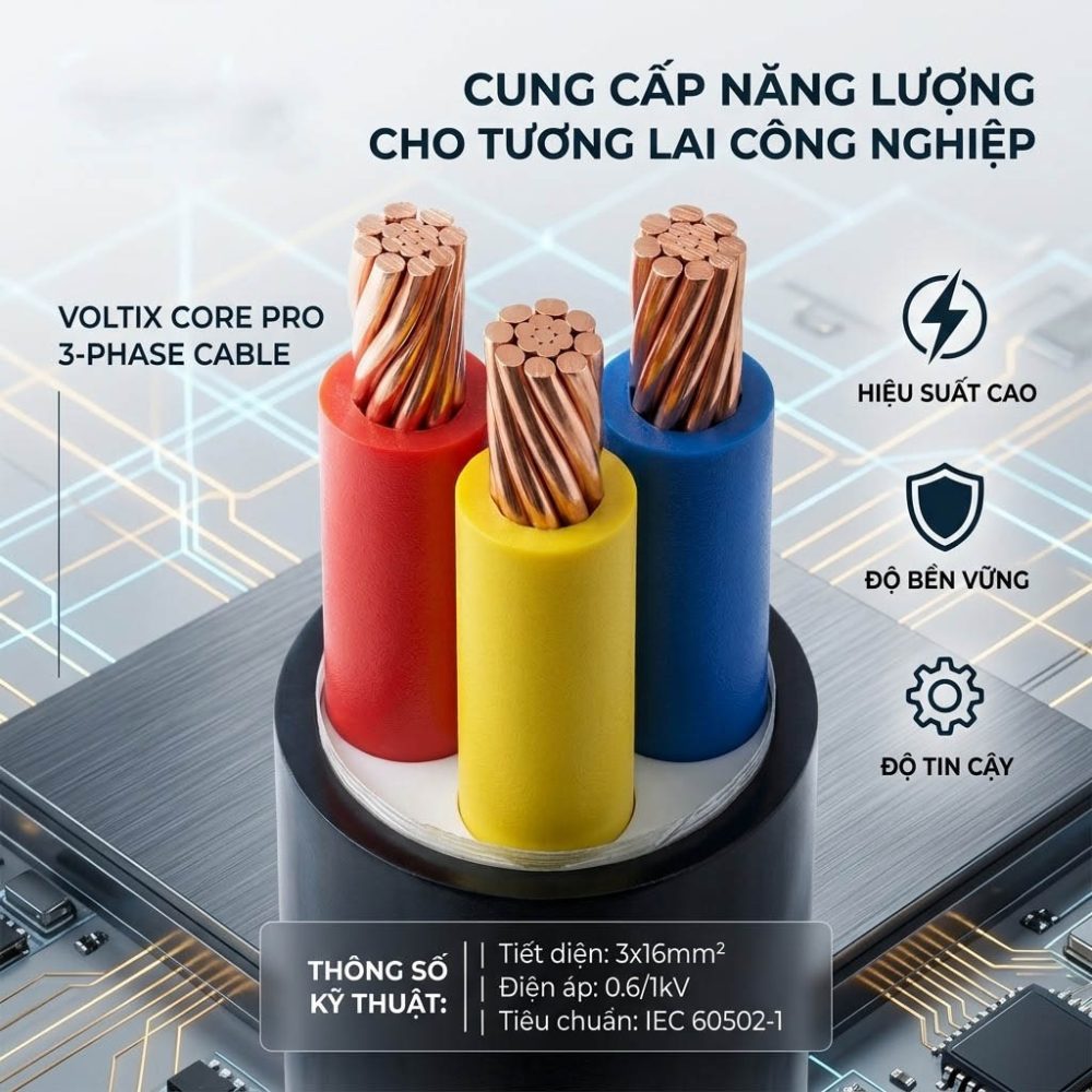 Cáp Điện 3 Lõi Hạ Thế CVV đồng nguyên chất