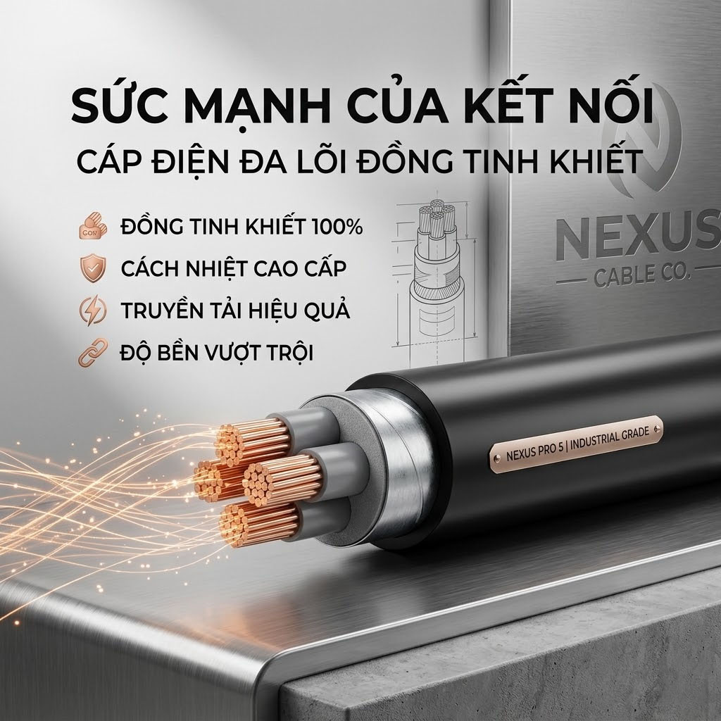 Cáp điện 3 + 1 đồng tinh khiết
