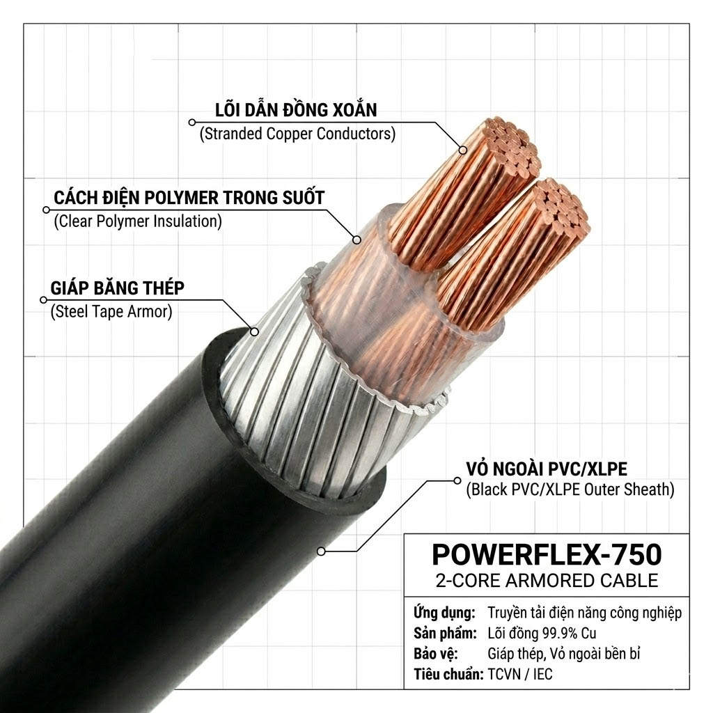 Cáp ngầm 2 lõi hạ thế