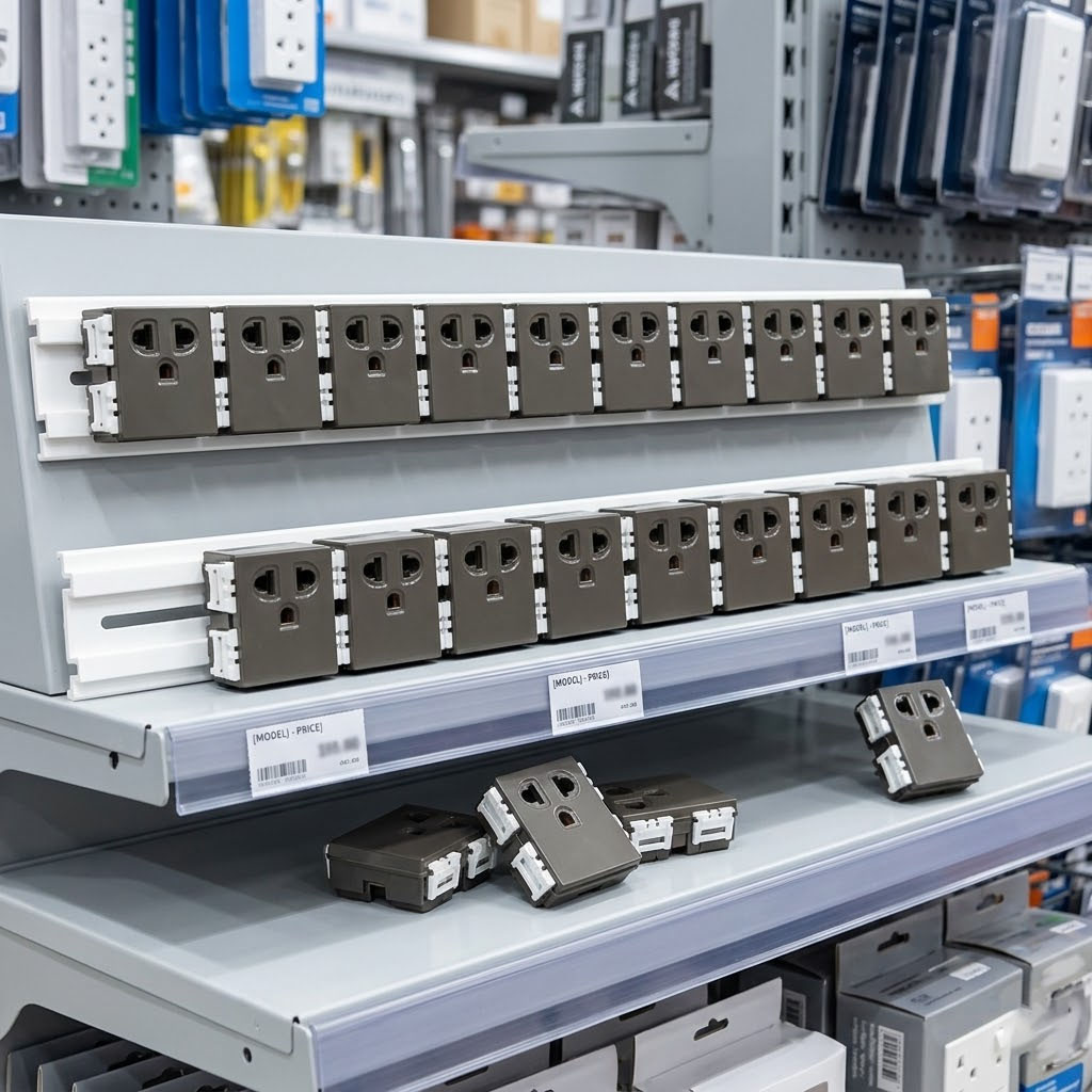 Ổ cắm DKCC UE được bày trên kệ