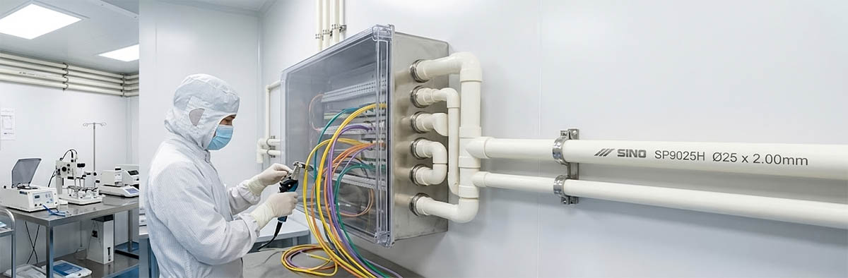 Ống nhựa cứng luồn dây điện Sino SP9025H 1250N ứng dụng thực tế