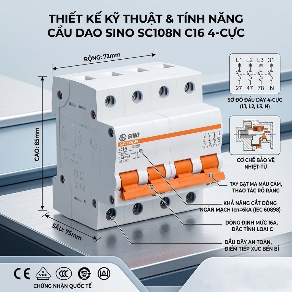 SC108N 4 cực ảnh thiết kế chi tiết