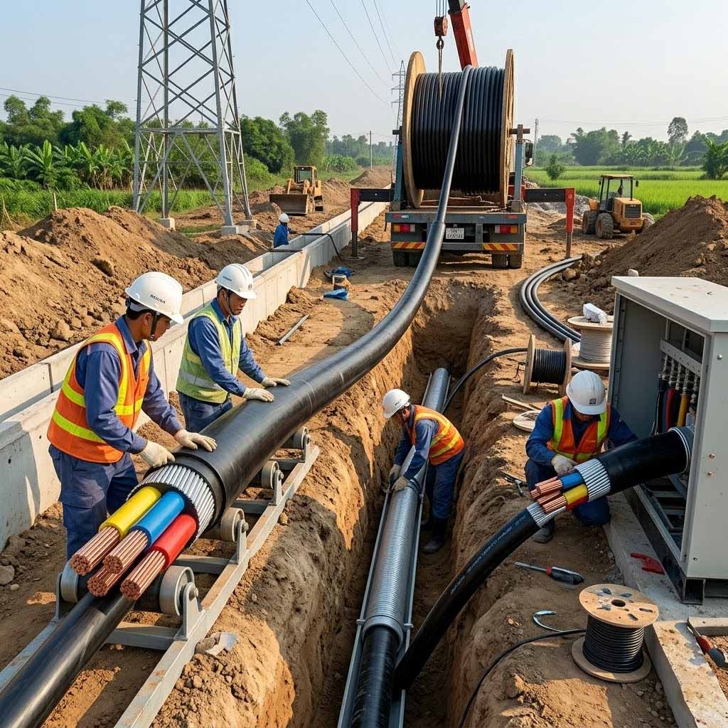 Thi công cáp hạ thế 3+1