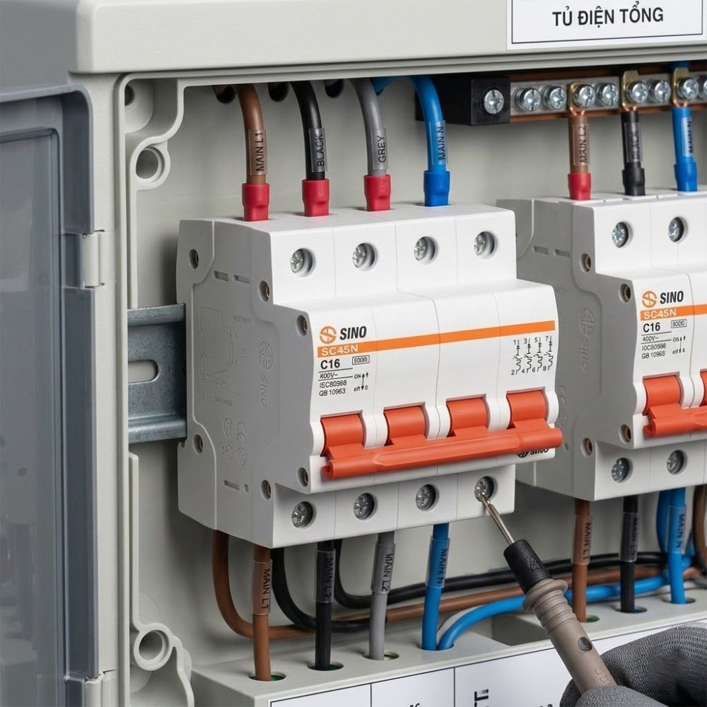 cầu dao điện sc45n đã được lắp đặt