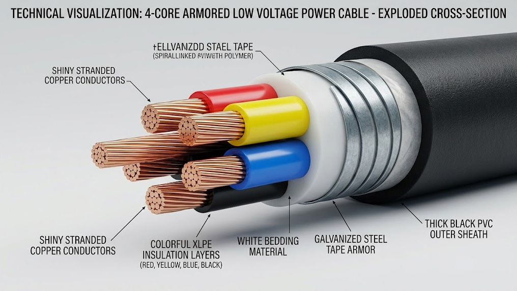 chi tiết cấu tạo cáp điện hạ thế